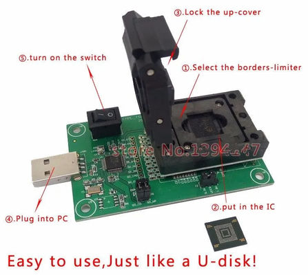 Clamshell Structure eMCP221 Reader to USB, for BGA 221 testing, size 11.5x13mm, nand flash programmer
