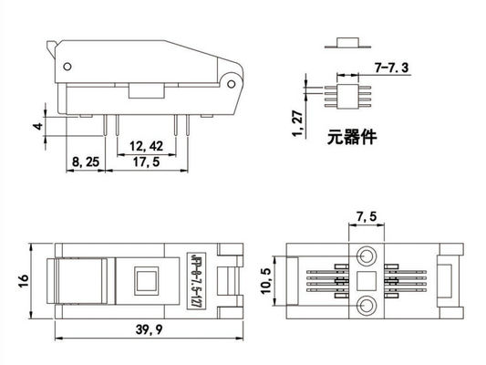 Jfp8-1.27 Burning Seat Ic Test Seat Spacing 1.27mm Aging Seat Chip Width 7.0mm High Quality Programmer Adapter Socket